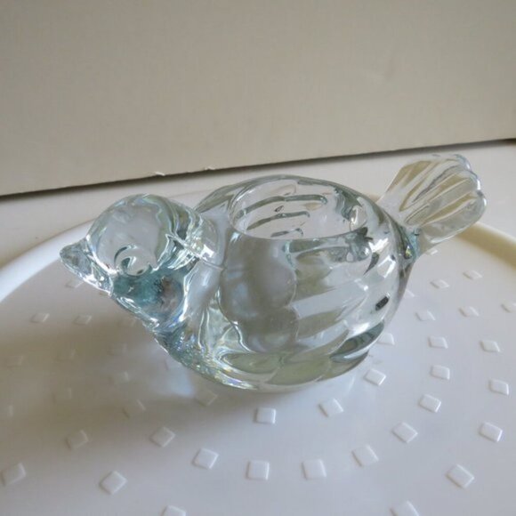 CRYSTAL BIRD GLASS VOITIVE HOLDER Made USA [Heavy over 1.5 lbs] #2 - Picture 3 of 9